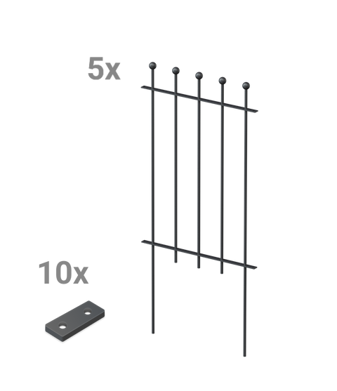 Steckzaun Ancona als Set in pulverbeschichtet Anthrazit als 3D-Modell