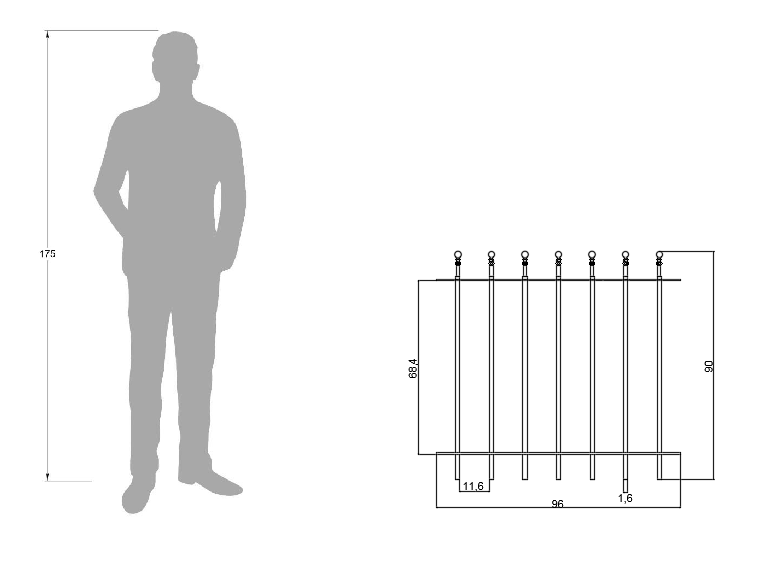 technische Daten zu Zaun Ancone 96 cm