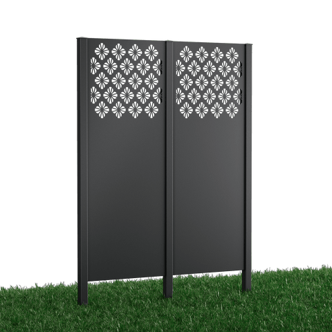 Metallsichtschutz Romna 2er Set zum Einbetonieren Modell | Pulverbeschichtet Anthrazit