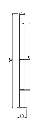 Technische Zeichnung Eckpfosten zum Aufschrauben