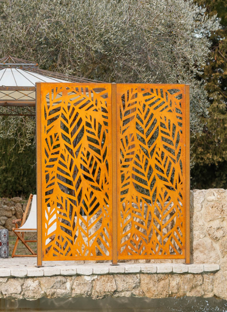 Sichtschutz Livenza am Pool | Cortenstahl