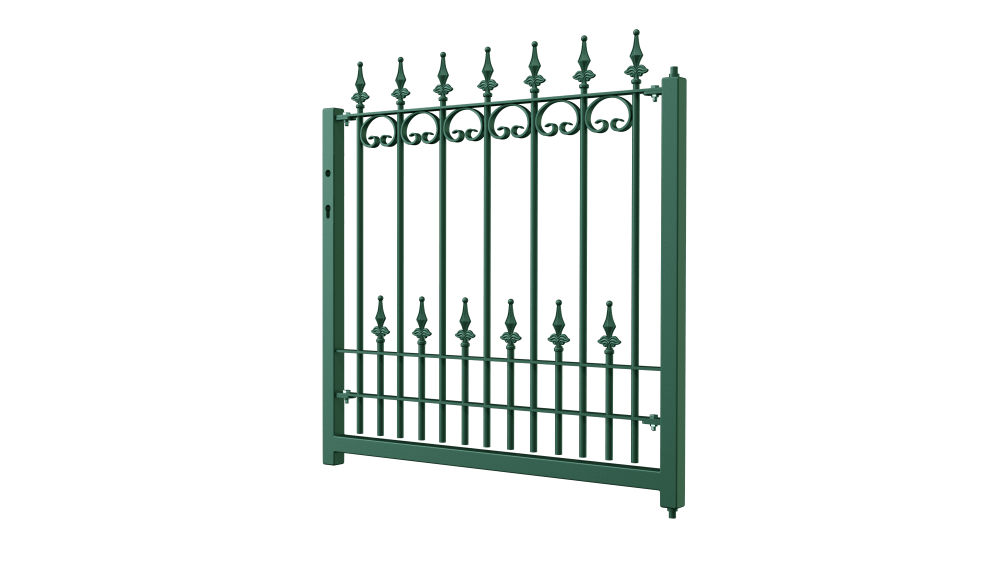 Gartentor Lucca als 3D Modell | Pulverbeschichtet Sonderfarbe RAL 6005 Moosgrün