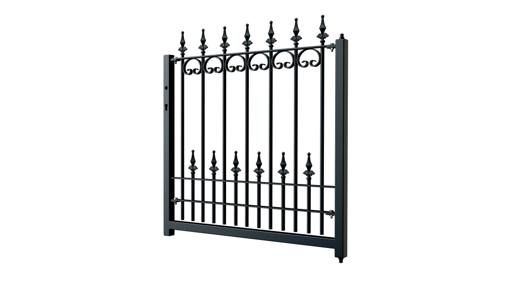 Gartentor Lucca als 3D Modell | Pulverbeschichtet Sonderfarbe RAL 9005 Tiefschwarz