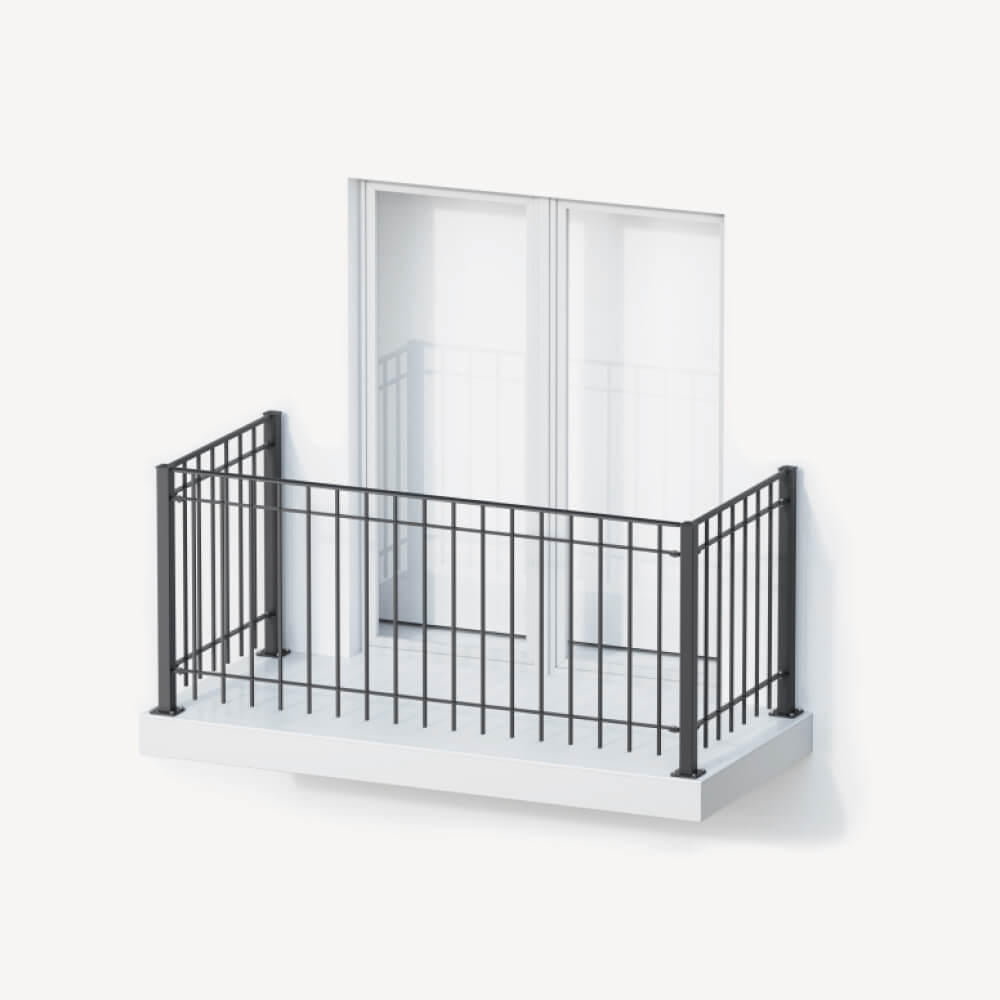 Geländer Set Padua als 3D-Modell | Pulverbeschichtet Sonderfarbe RAL 7016 Anthrazitgrau