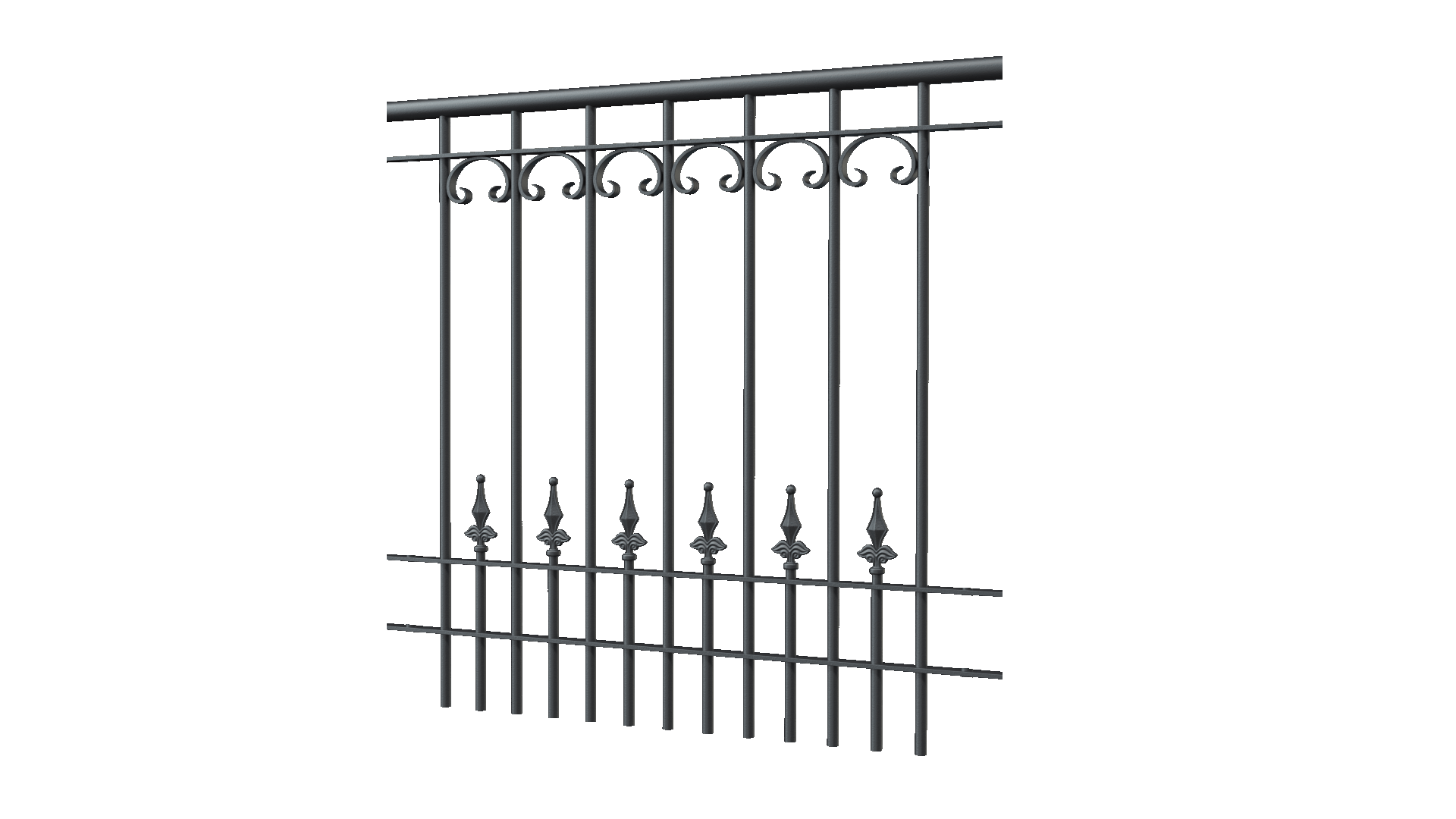 Geländer Lucca als 3D-Modell | Pulverbeschichtet anthrazit