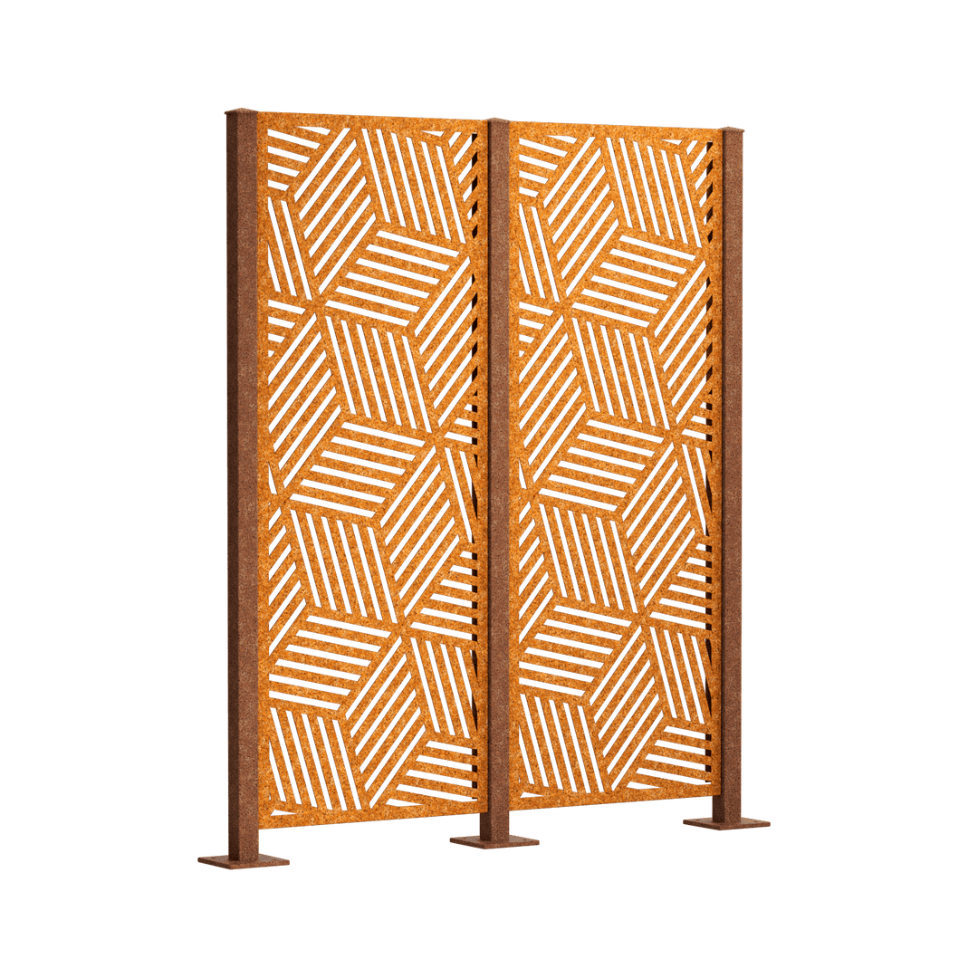 Metallsichtschutz Reno 2er Set zum Aufschrauben Modell | Cortenstahl