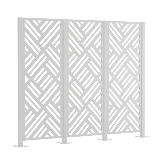 Metallsichtschutz Adda 3er Set zum Aufschrauben 3D-Modell | Pulverbeschichtet Sonderfarbe RAL 9010 Reinweiß