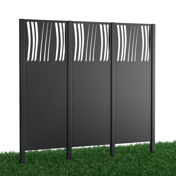 Metallsichtschutz Agri 3er Set zum Einbetonieren 3D Modell | Pulverbeschichtete Sonderfarbe RAL 7016 Anthrazitgrau