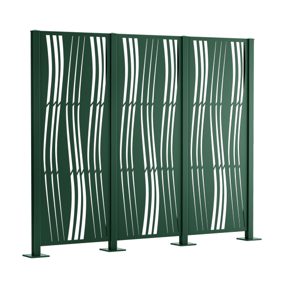 Metallsichtschutz Arno 3er Set zum Aufschrauben als 3D-Modell | Pulverbeschichtet Sonderfarbe RAL 6005 Moosgrün
