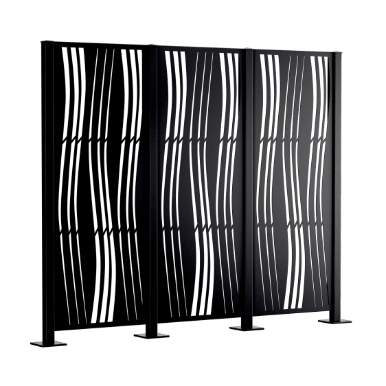 Metallsichtschutz Arno 3er Set zum Aufschrauben als 3D-Modell | Pulverbeschichtet Sonderfarbe RAL 9005 Tiefschwarz