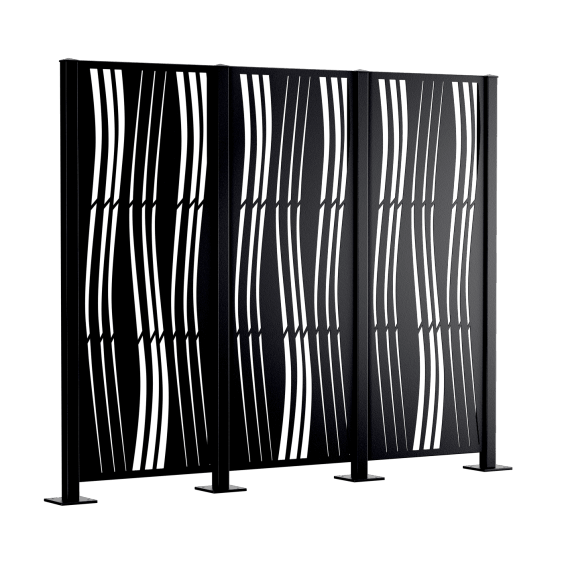 Metallsichtschutz Arno 3er Set zum Aufschrauben als 3D-Modell | Pulverbeschichtet Sonderfarbe RAL 9005 Tiefschwarz