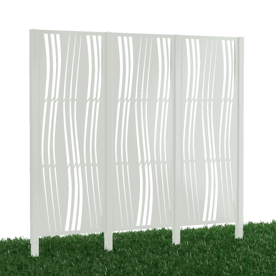 Metallsichtschutz Arno 3er Set zum Einbetonieren 3D Modell | Pulverbeschichtet Sonderfarbe RAL 9010 Reinweiß