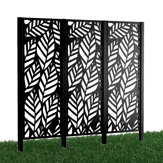 Metallsichtschutz Livenza 3er Set zum Einbetonieren Modell | Pulverbeschichtet RAL 9005 Tiefschwarz
