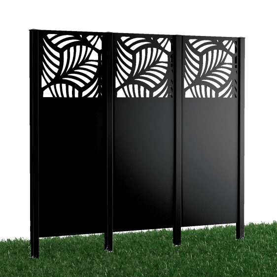 Metallsichtschutz Panaro 3er Set zum Einbetonieren Modell | Pulverbeschichtet RAL 9005 Tiefschwarz
