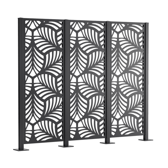 Metallsichtschutz Piave 3er Set zum Aufschrauben als 3D-Modell | Pulverbeschichtet Sonderfarbe RAL 7016 Anthrazitgrau