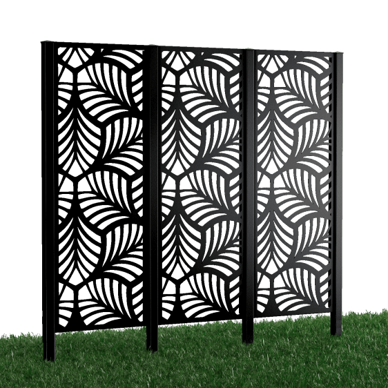Metallsichtschutz Piave 3er Set zum Einbetonieren Modell | Pulverbeschichtet RAL 9005 Tiefschwarz