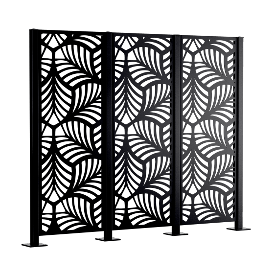 Metallsichtschutz Piave 3er Set zum Aufschrauben als 3D-Modell | Pulverbeschichtet Sonderfarbe RAL 9005 Tiefschwarz
