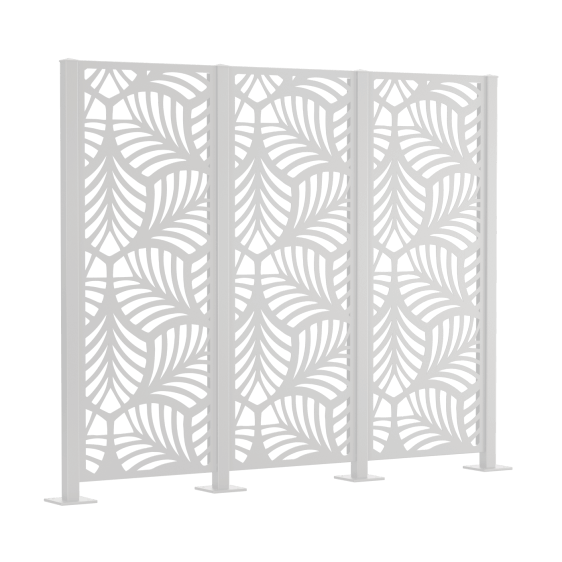Metallsichtschutz Piave 3er Set zum Aufschrauben als 3D-Modell | Pulverbeschichtet Sonderfarbe RAL 9010 Reinweiß