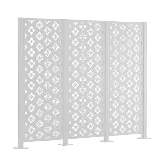 Metallsichtschutz Roya 3er Set zum Aufschrauben als 3D-Modell | Pulverbeschichtet Sonderfarbe RAL 9010 Reinweiß