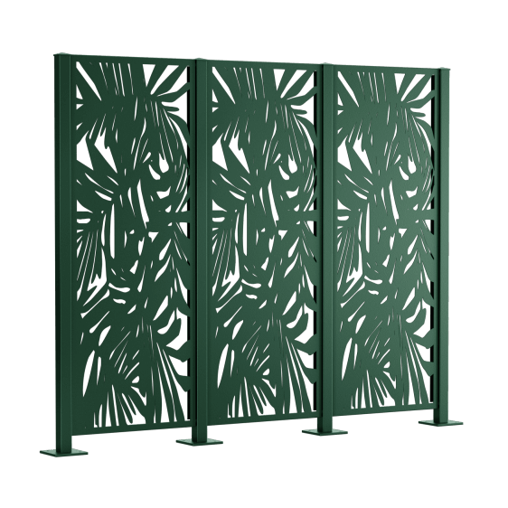 Metallsichtschutz Tanaro 3er Set zum Aufschrauben als 3D-Modell | Pulverbeschichtet Sonderfarbe RAL 6005 Moosgrün
