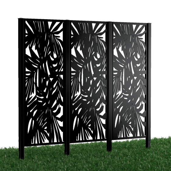 Metallsichtschutz Tanaro 3er Set zum Einbetonieren Modell | Pulverbeschichtet RAL 9005 Tiefschwarz