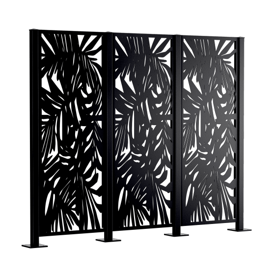 Metallsichtschutz Tanaro 3er Set zum Aufschrauben als 3D-Modell | Pulverbeschichtet Sonderfarbe RAL 9005 Tiefschwarz