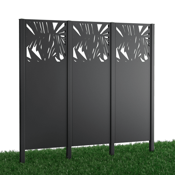 Metallsichtschutz Taro 3er Set zum Einbetonieren 3D Modell | Pulverbeschichtet Sonderfarbe RAL 7016 Anthrazitgrau