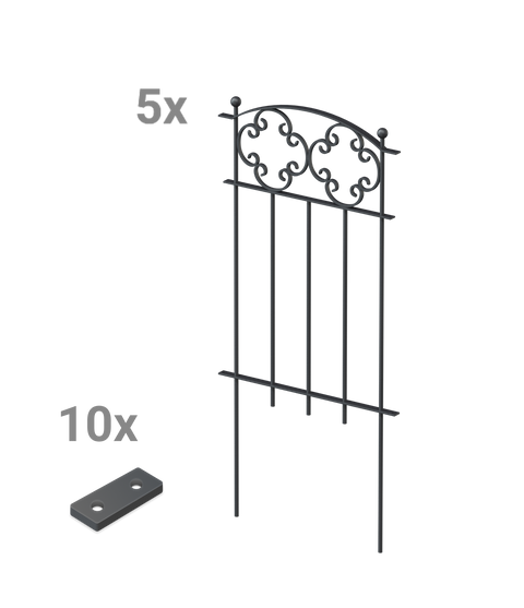 Steckzaun Rosa als Set in pulverbeschichtet Anthrazit als 3D-Modell