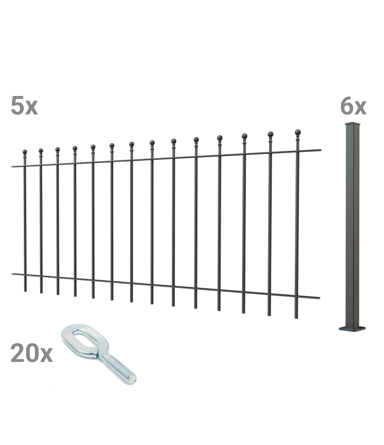 Zaunset Ancona zum Aufschrauben als 3D-Modell | Pulverbeschichtet anthrazit