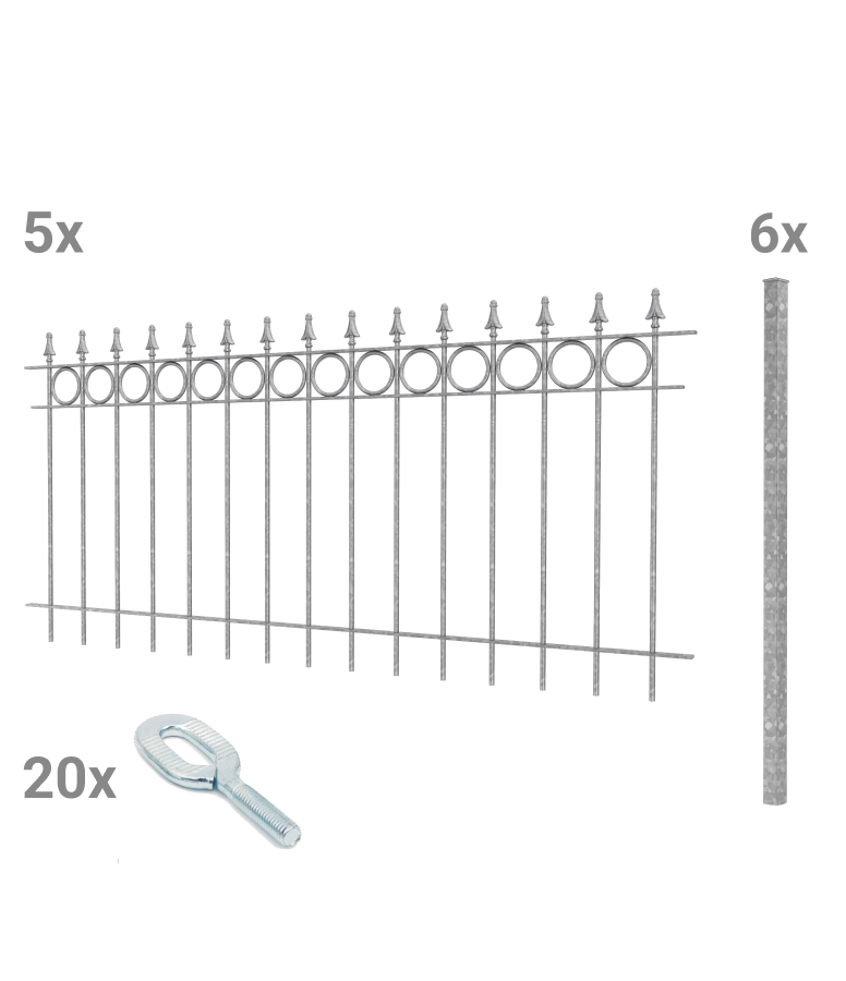 Zaunset Belluno zum Einbetonieren als 3D-Modell | Feuerverzinkt