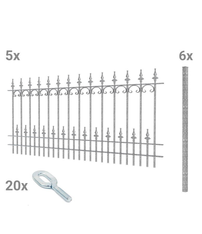 Zaunset Lucca mit Zubehör zum Einbetonieren 3D Modell | Feuerverzinkt