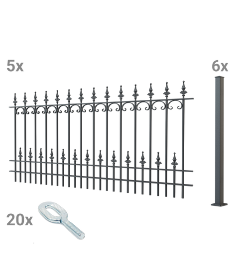 Zaunset Lucca mit Zubehör zum Aufschrauben 3D Modell | Pulverbeschichtet Anthrazit