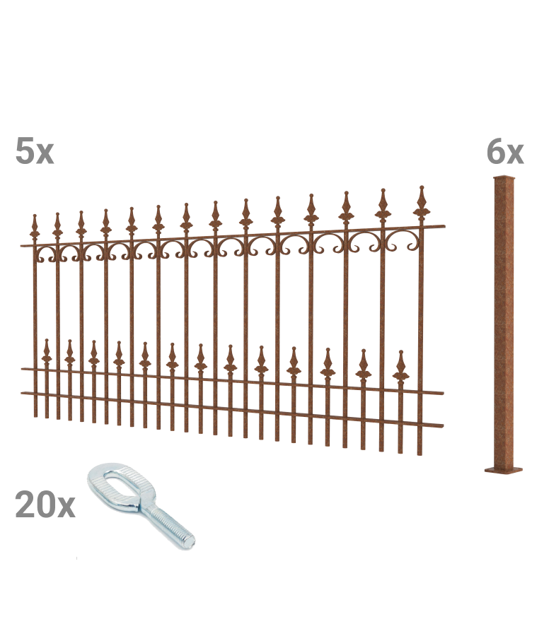Zaunset Lucca mit Zubehör zum Aufschrauben 3D Modell | Unbeschichtet