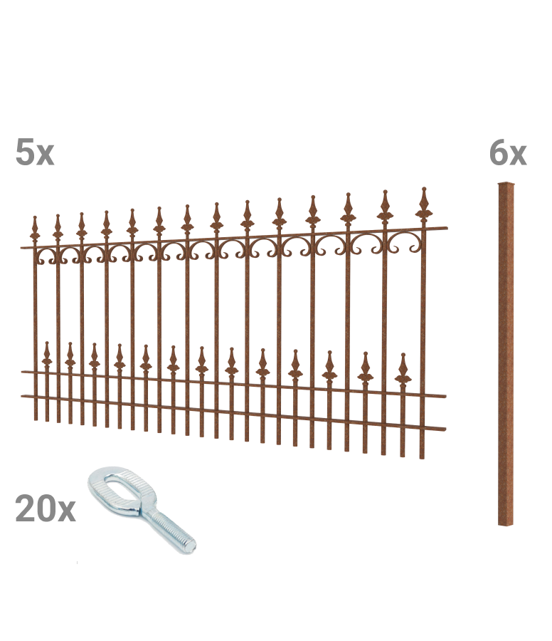 Zaunset Lucca mit Zubehör zum Einbetonieren 3D Modell | Unbeschichtet