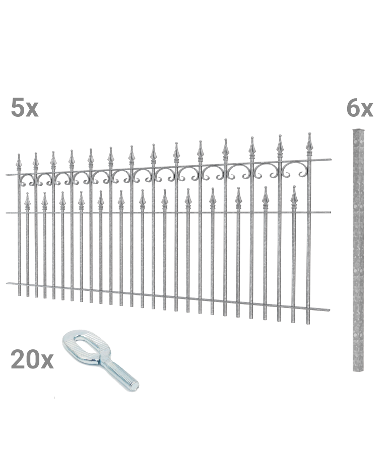 Zaunset Lugano zum Einbetonieren als 3D-Modell | Feuerverzinkt