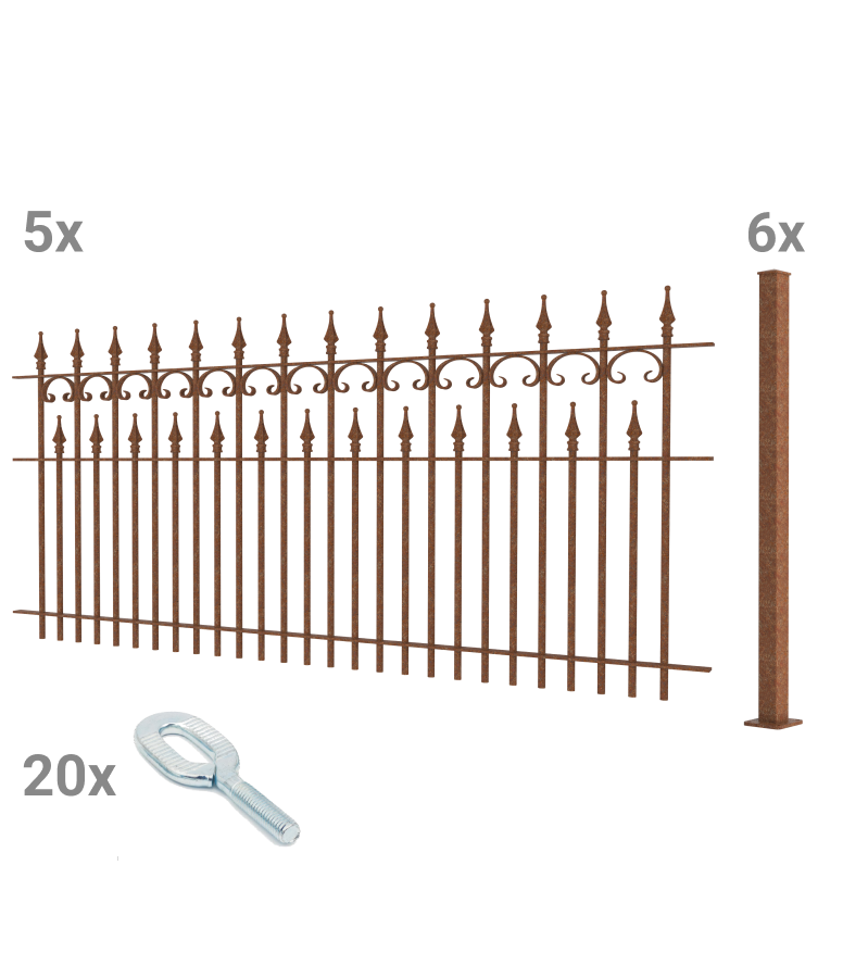 Zaunset Lugano zum Aufschrauben als 3D-Modell | Unbeschichtet