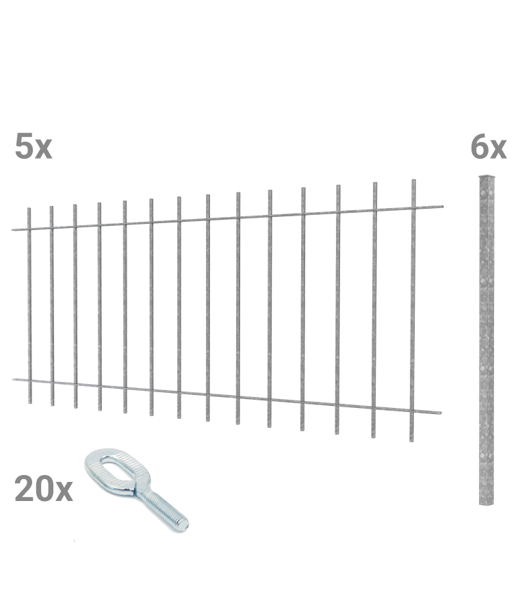 Zaunset Padua zum Einbetonieren als 3D-Modell | Feuerverzinkt
