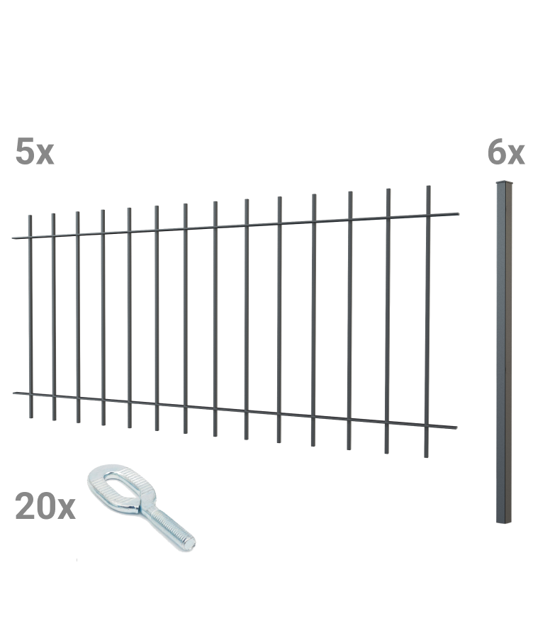 Zaunset Padua zum Aufschrauben als 3D-Modell | Pulverbeschichtet anthrazit